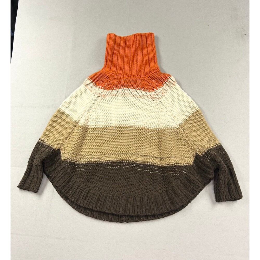 Micheal Kors Women's Striped Turtleneck Poncho Sweater P/S